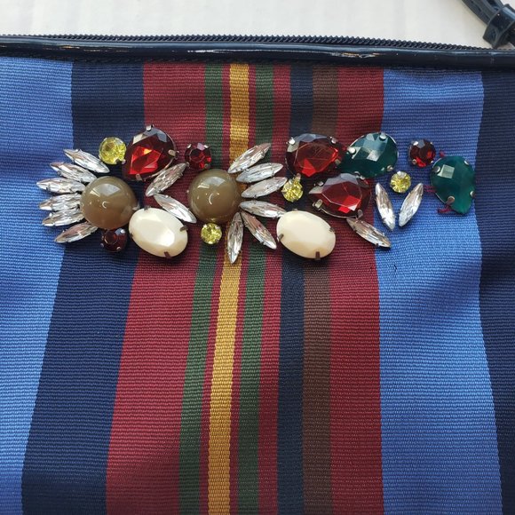 LOFT Live Love Loft Wristlet Striped with Gems Makeup/Wallet Bag - Picture 5 of 7